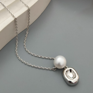 Silver Pearl Drop Pendant Necklace