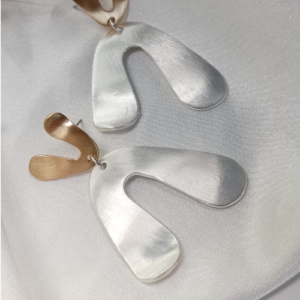 Gold Silver Abstract Drop Earrings