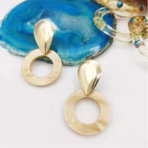 Gold Open Circle Drop Earrings