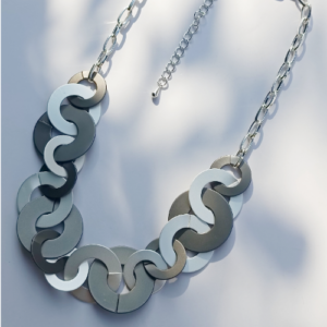 Black Linked Disc Necklace