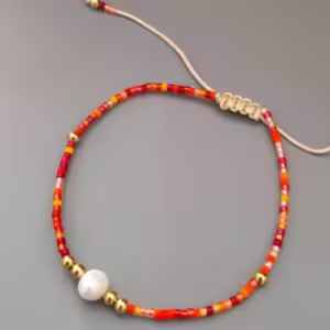 Orange Pearl Chain Bracelet