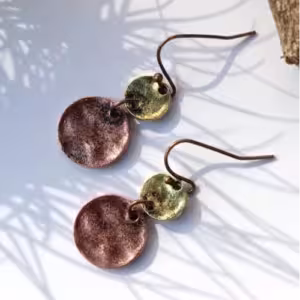Rose Gold Hammered Disc Earrings