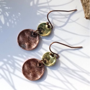 Rose Golden Hammered Disc Earrings
