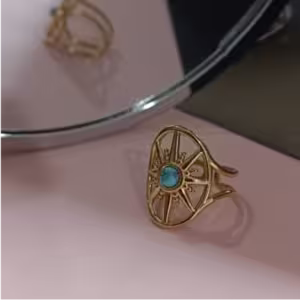 Aqua Sunburst Ring