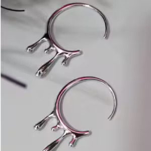 Silver Hoop Pearl Drop Earrings