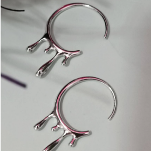 Silver Hoop Pearl Drop Earrings