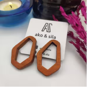 Open Hexagon Wood Earrings