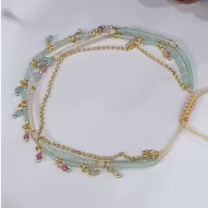 Red Blue Multistrand Beaded Bracelet