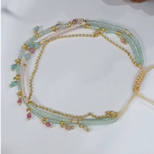 Red Blue Multistrand Beaded Bracelet