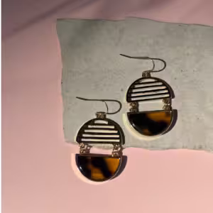 Brown Half Moon Drop Earrings