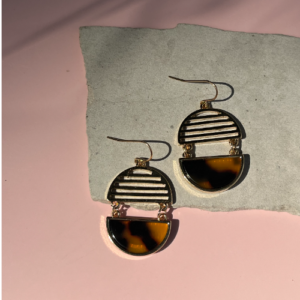 Brown Half Moon Drop Earrings