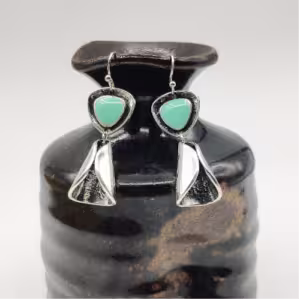 Mint Triangle Tassel Earrings