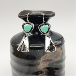 Mint Triangle Tassel Earrings