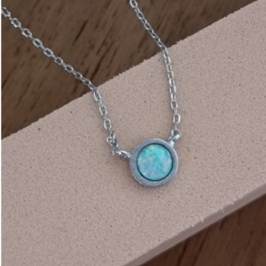 Silver Aqua Bezel Necklace
