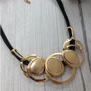 Gold Orbit Disc Cord Necklace