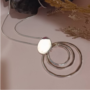 White Disc Ring Necklace