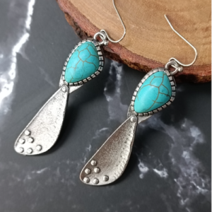 Aqua Leaf Drop Earrings