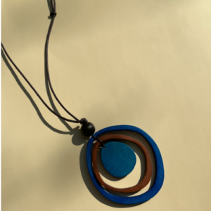 Blue Ring Wood Necklace
