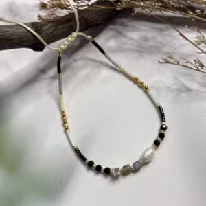 Black White Pearl Beaded Bracelet