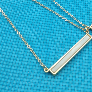 White Inlay Bar Necklace