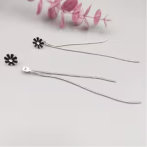 Silver Chain Drop Floral Earrings
