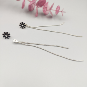 Silver Chain Drop Floral Earrings