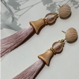 Mauve Tassel Cloth Earrings