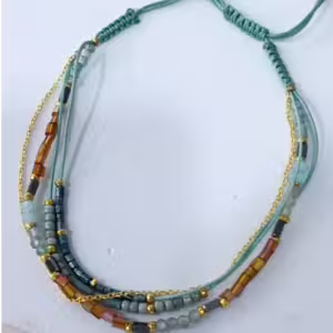 Aqua Blue Beaded Wrap Bracelet