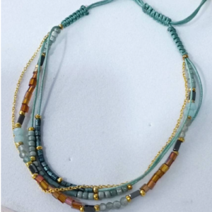Aqua Blue Beaded Wrap Bracelet
