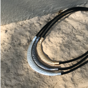Mixed Metal Hammered Arc Collar Necklace