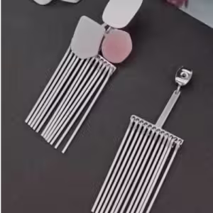 Silver Fringe Bar Earrings
