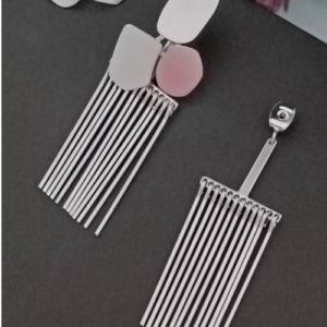 Silver Fringe Bar Earrings