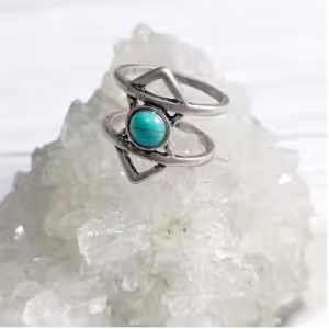 Aqua Mirage Geometric Open Ring