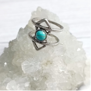 Turquoise Geometric Open Ring