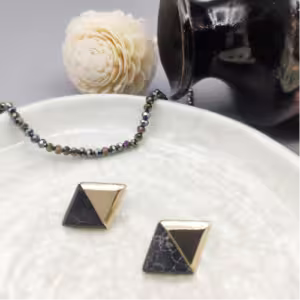 Black Triangle Stud Earrings
