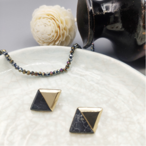 Black Triangle Stud Earrings