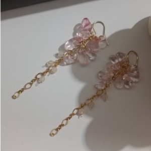 Pink Floral Chain Earrings