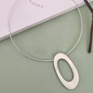 White Gold Disc Pendant Necklace