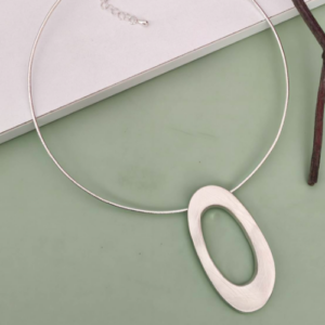 White Gold Disc Pendant Necklace