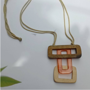 Geometric Cutout Wood Necklace