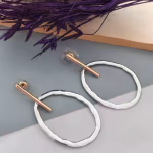 Silver Oval Bar Drop Earrings