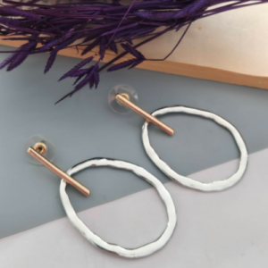 Silver Oval Bar Drop Earrings