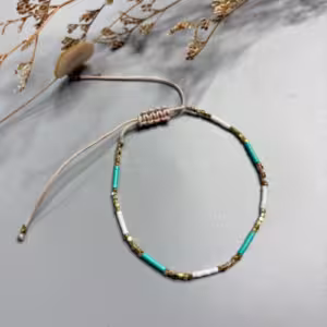 Blue White Acrylic Beaded Bracelet