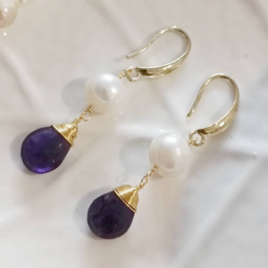 Pearl Purple Drop Earrings