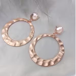 Rose Gold Hammered Hoop Earrings