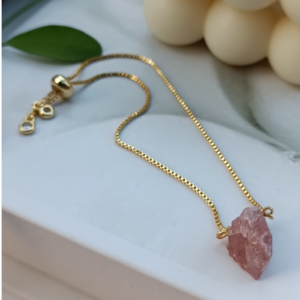 Light Pink Raw Stone Slider Bracelet