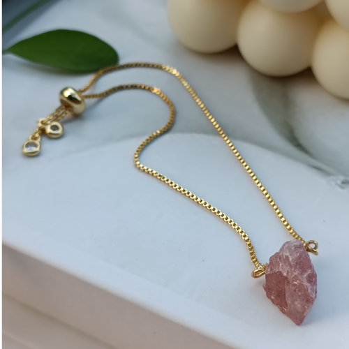 Light Pink Raw Stone Slider Bracelet