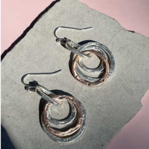 Mixed Metal Spiral Hoop Earrings