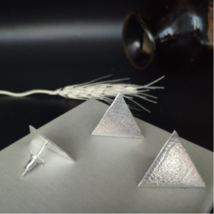 Silver Pyramid Drop Earrings