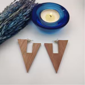 Geometric Triangle Wood Earrings
